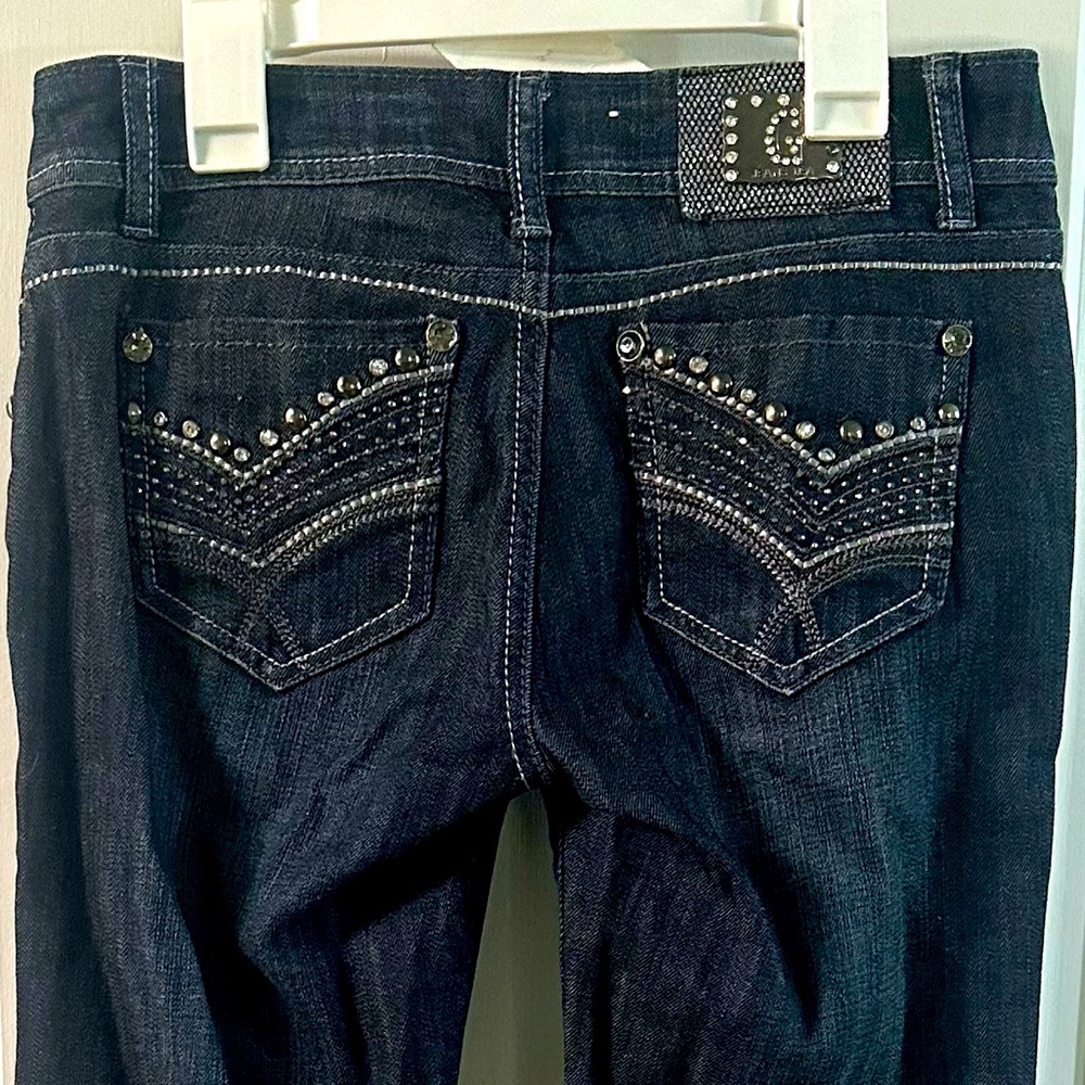 NEW Grace in LA Rhinestone Bootcut Jeans Size 3 Dark Wash NWT